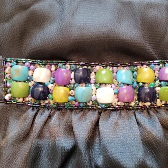 APT 9 Womans 2X Flutter Sleeve Blouse Beaded Embellished Charcoal Gray Boho - Picture 3 of 6